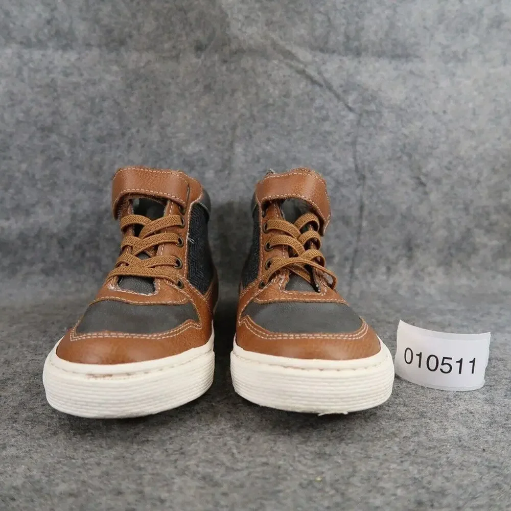 Gymboree Shoes Kids 13 Sneakers Boots High Top Casual Brown Grey Boys Easy On